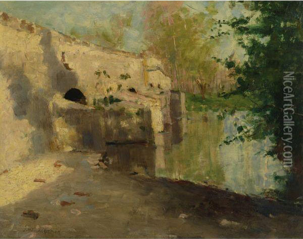 The Old Bridge Oil Painting - John Henry Twachtman