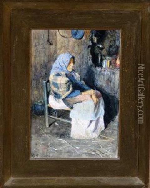 Old Age In The Argentine Oil Painting - Woodbine K. Hinchcliff