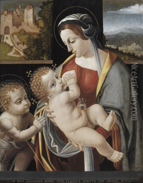 Madonna And Child With The Infant St. John Oil Painting - Dei Bernardino Conti