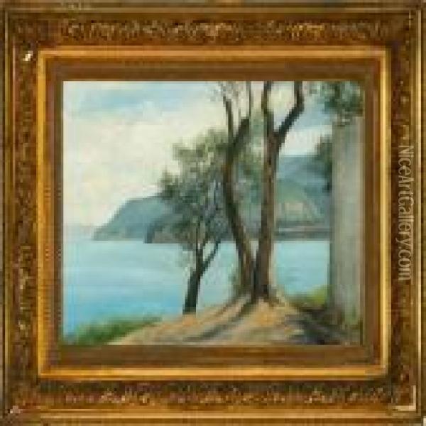 Summer Coastal Scenery From Sorrento In Italy Oil Painting - Augusta Dohlmann