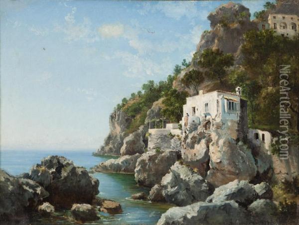 Casa Di Masaniello Ad Amalfi Oil Painting - Alceste Campriani