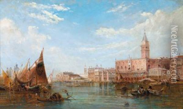 Canale Grande Con Piazza San Marcosullo Sfondo Oil Painting - Alfred Pollentine