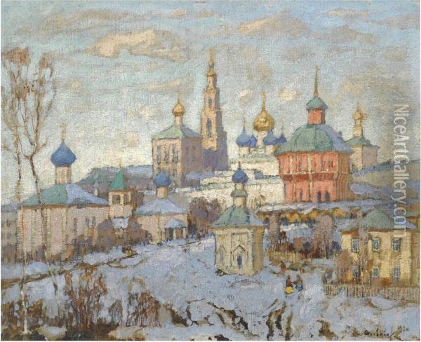 View Of The Novodevichy Monastery Oil Painting - Konstantin Ivanovich Gorbatov