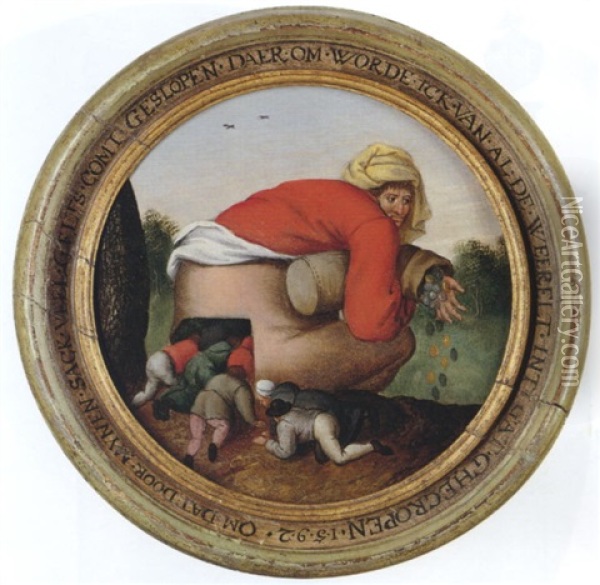 A Proverb - He Who Has The Sack Of Gold Will Always Have Flatterers Oil Painting - Pieter Brueghel the Younger