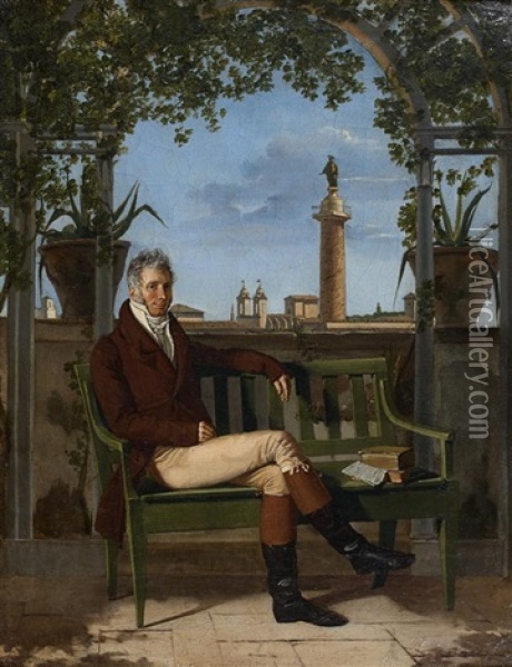 Portrait De Louis Thillaye Du Boullay, Directeur Des Douanes A Rome Oil Painting - Louis Vincent Leon Palliere