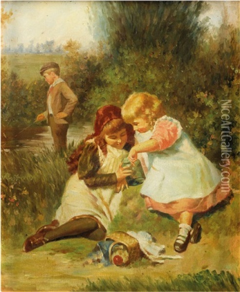 Enfants A La Riviere Oil Painting - Victor Gabriel Gilbert