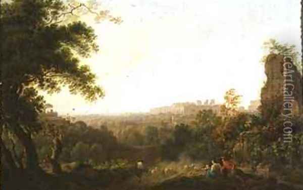 A view of Rome with peasants and ruins Oil Painting - Jakob Philippe Hackert