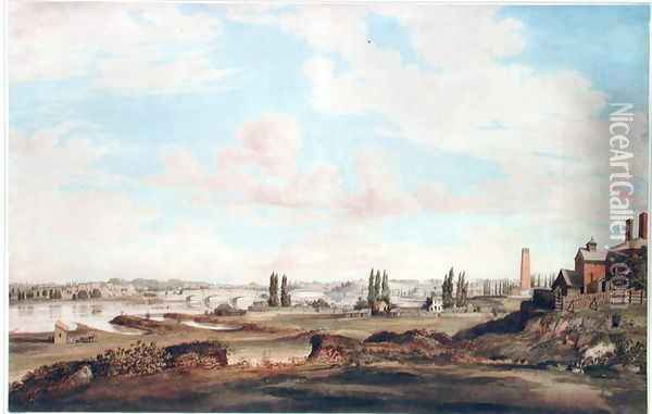 View of Philadelphia and the Schuylkill River, c.1816 Oil Painting - Joseph Watson
