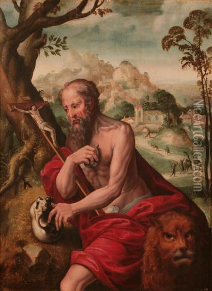 San Girolamo Oil Painting - Jan Sanders Van Hemessen