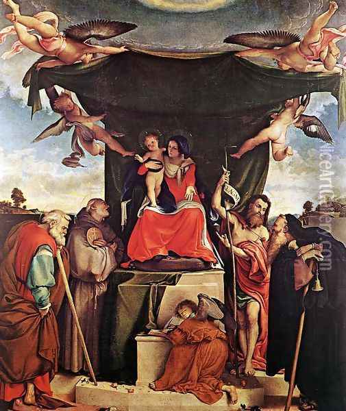 Madonna and Child with Saints (2) 1521 Oil Painting - Lorenzo Lotto
