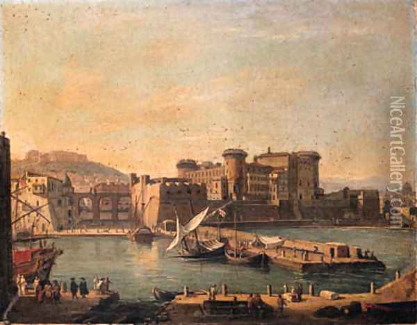 The Darsena, Naples Oil Painting - Caspar Andriaans Van Wittel