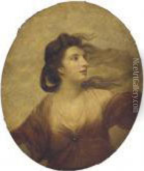 A Sketch Of One Of The Montgomery Sisters Oil Painting - Sir Joshua Reynolds