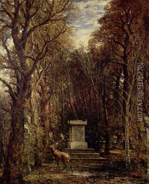 The Cenotaph to Reynold's Memory, Coleorton, c.1833 Oil Painting - John Constable