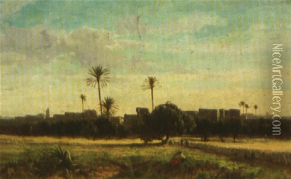 Les Abords De La Ville, Algerie Oil Painting - Emmanuel Joseph Lauret