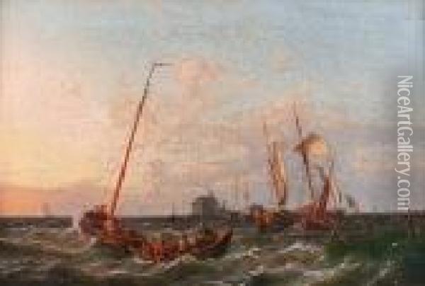View On The Scheldt Oil Painting - Pieter Cornelis Dommershuijzen