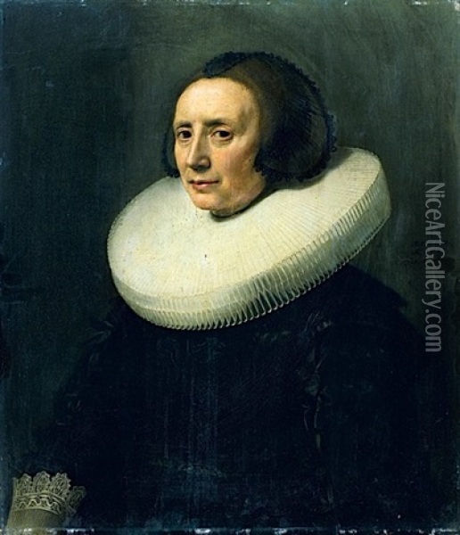 Portrait De Margaret Van Bere...n. Oil Painting - Michiel Janszoon van Mierevelt