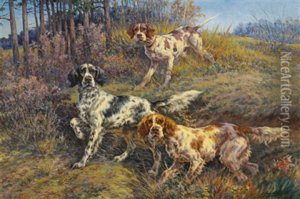 Three Hunting Dogs Oil Painting - Edmund Henry Osthaus