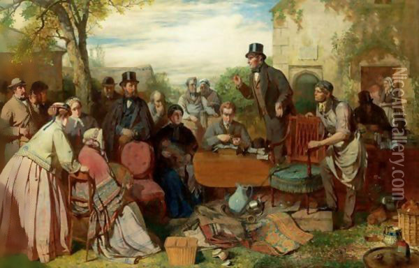 The Sale Of The Captains Goods An Auction In The Grounds Of A Country House Oil Painting - John Ritchie