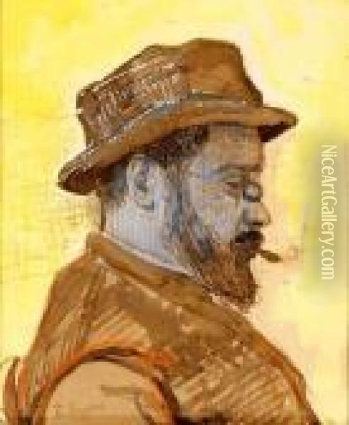 Portrait De Maximilien Luce, Circa 1890 Oil Painting - Paul Signac