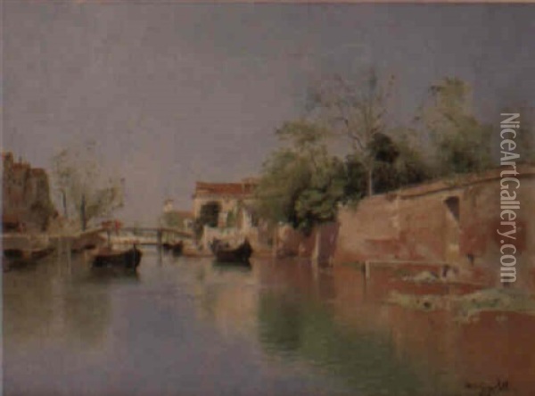 Canal Scene Oil Painting - Wilhelm von Gegerfelt