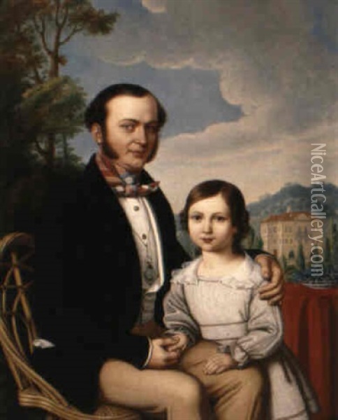 Familienportrait Oil Painting - Jakob (Johann) Hermann