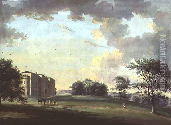 Highcliffe, near Christchurch: the Entrance Front with Horse and Carriage Oil Painting - Adam Callander