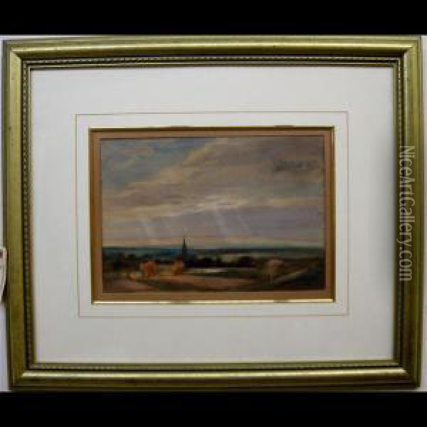Sussex Landscape Oil Painting - William Henry Waring