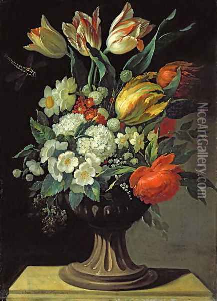 Still Life with Flowers Oil Painting - Jens Juel