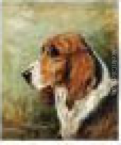 Study Of The Fox Hound ''happy Thought'' Oil Painting - John Emms
