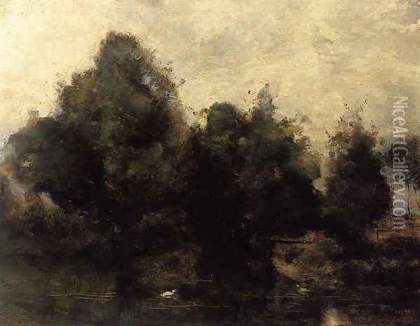 Near Arras, the Banks of the Scarpe Oil Painting - Jean-Baptiste-Camille Corot