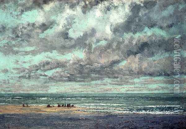Marine--Les Equilleurs Oil Painting - Gustave Courbet
