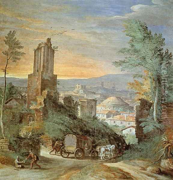 Landscape with Roman Ruins Oil Painting - Paul Bril