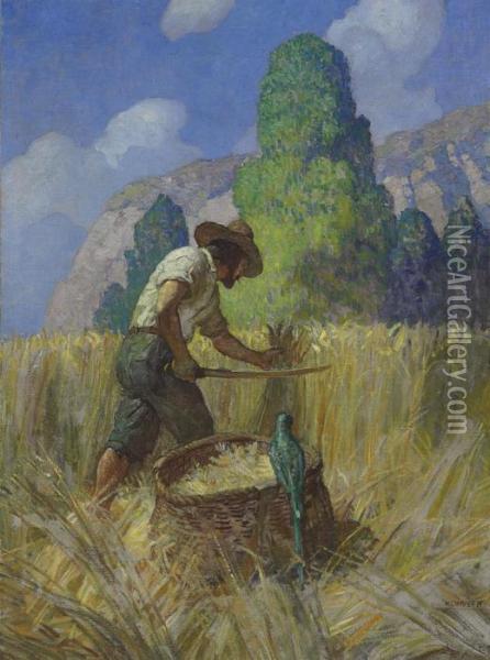 I Reaped It My Way, For I Cut 
Nothing Off But The Ears, And Carried It Away In A Great Basket Which I 
Had Made Oil Painting - Newell Convers Wyeth