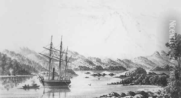 Mount Burney from the Otter Islands Oil Painting - F.C.P. Vereker