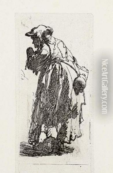 An Old Beggar Woman With A Gourd Oil Painting - Rembrandt Van Rijn
