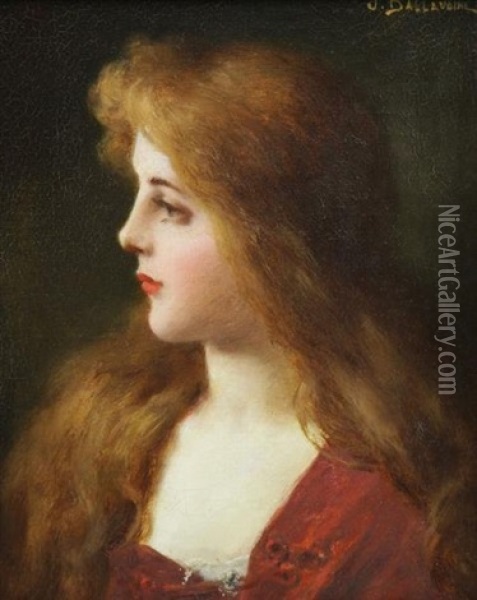 Portrait Of A Beauty Oil Painting - Jules Frederic Ballavoine