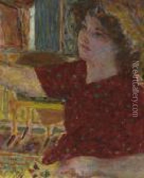 Jeune Femme Peignant Oil Painting - Pierre Bonnard