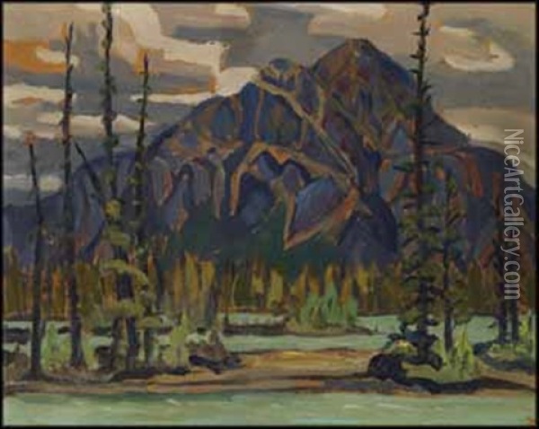 Pyramid Mountain, Jasper National Park Oil Painting - Sir Frederick Grant Banting