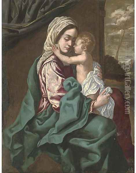 The Madonna and Child Oil Painting - Simone Cantarini (Pesarese)