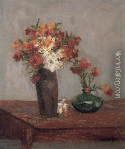 Deuz Bouquets Oil Painting - Henri Charles Manguin