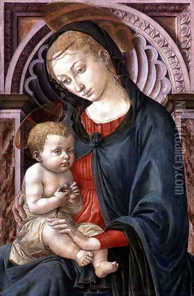 The Madonna and Child with a Swallow Oil Painting - Pesellino