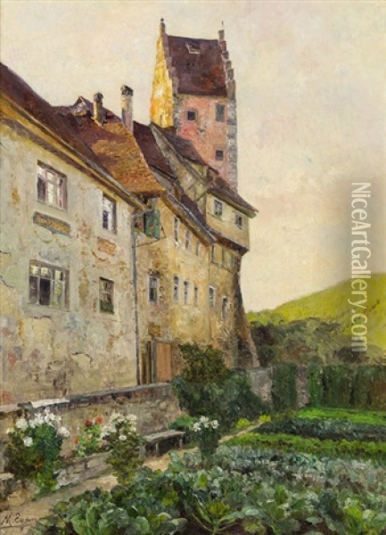 City Tower Of Meersburg At The Bodensee Oil Painting - Marie Egner