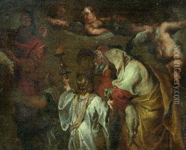 Unfinished Study For A Biblical Scene Oil Painting - Francesco Solimena