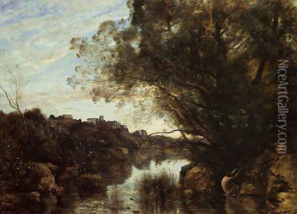 Souvenir of the Lake Nemi Region Oil Painting - Jean-Baptiste-Camille Corot