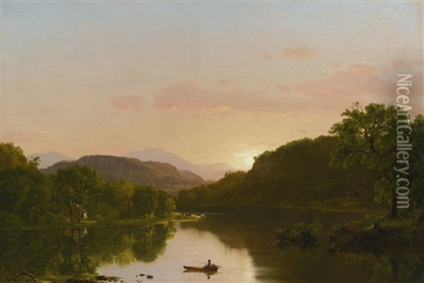 View In New England Oil Painting - Frederic Edwin Church