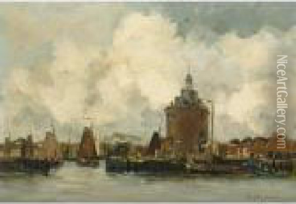 View Of The Dromedaris, Enkhuizen Oil Painting - Willem George Fred. Jansen