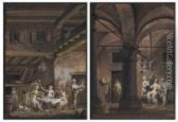 Two Scenes Of Life In The City Oil Painting - Giovanni Migliara