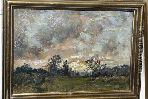 A Wooded Landscape Oil Painting - Henry Mitton Wilson