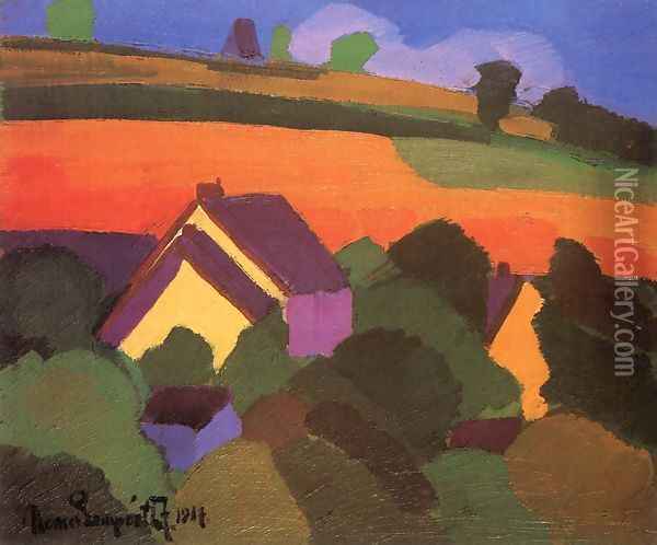 Landscape c. 1917 Oil Painting - Jozsef Nemes Lamperth