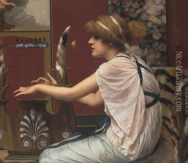 Erato At Her Lyre Oil Painting - John William Godward